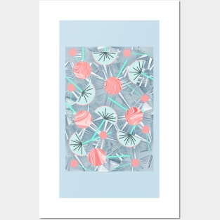 Vintage Geometric Flowers, Kimono,Cocktail  Abstract Pattern #2 Posters and Art